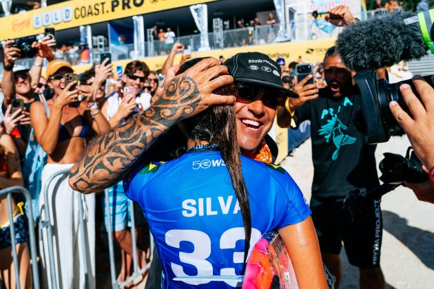 Leandro Dora e Luana Silva, Gold Coast Pro 2026, Snapper Rocks, Queensland, Austrália. Foto: WSL / Andrew Shield.