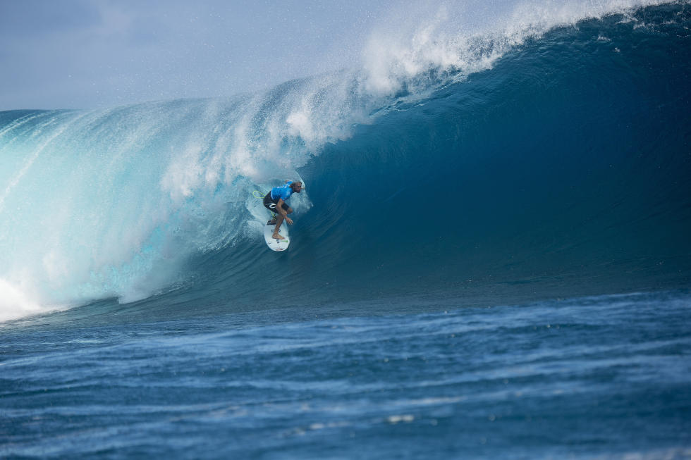 Owen Wright durante o Fiji Pro 2015, em Cloudbreak, com duas notas 10 na final contra Julian Wilson.