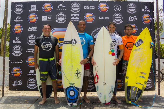 Pódio Master Surf Trip SP Contest, primeira etapa, Praia de Maresias, São Sebastião. Foto: Silas Garciar.