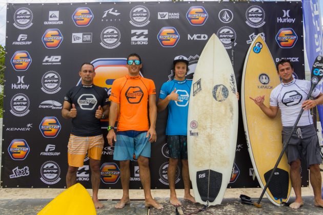 Pódio SUP Surf Trip SP Contest, primeira etapa, Praia de Maresias, São Sebastião. Foto: Silas Garciar.
