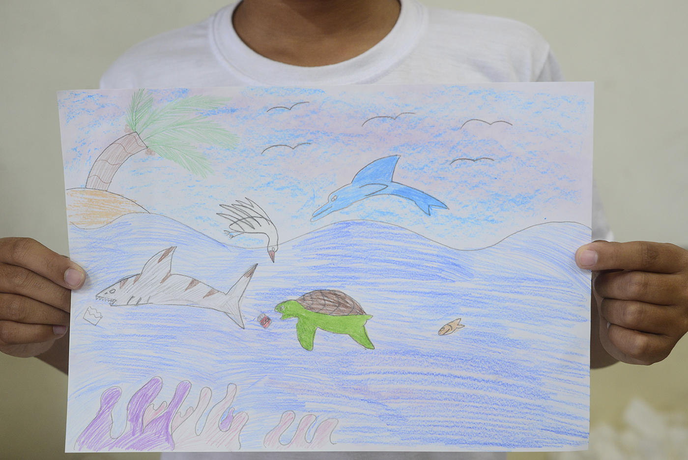 Projeto Keep The Ocean Blue visita escolas em Santa Catarina para ensinar crianças sobre a importância da preservação ambiental. Foto: Divulgação.