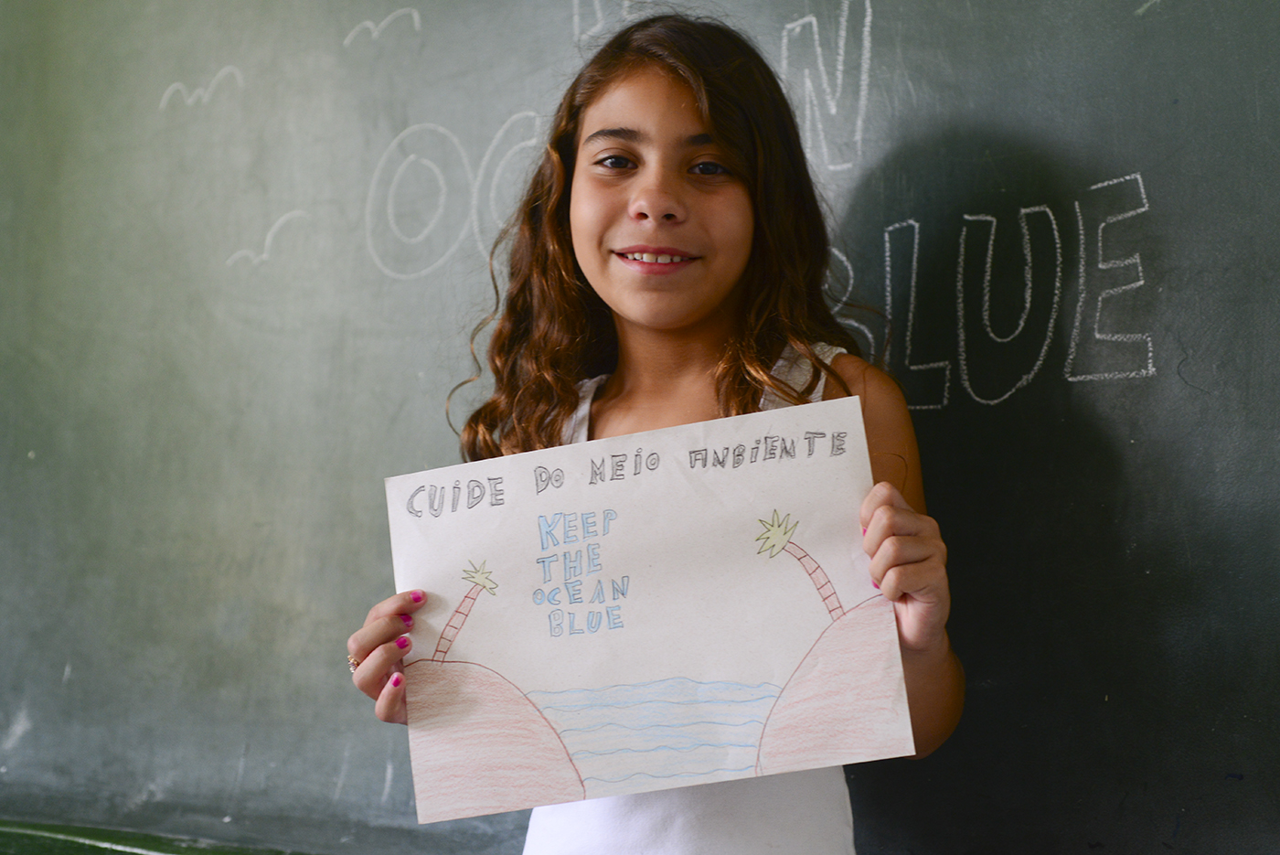 Projeto Keep The Ocean Blue visita escolas em Santa Catarina para ensinar crianças sobre a importância da preservação ambiental. Foto: Divulgação.